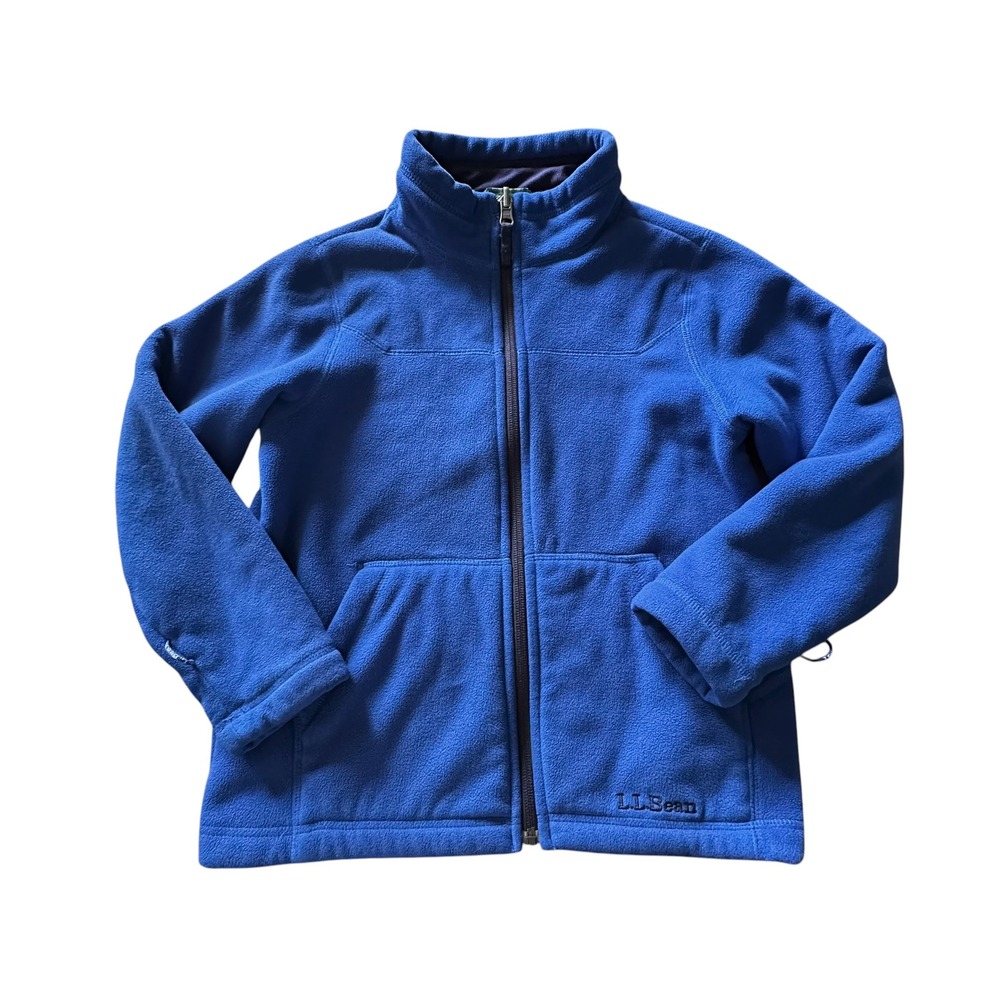 LL Bean Boys Blue Sherpa Lined Fleece Full Zip Jacket Size L 6X/7